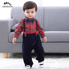 You can pair up red suspenders with dark blue jeans and make them wear white and black striped full sleeves shirt inside. Birthday Clothes For 1 Year Boy Cheap Buy Online
