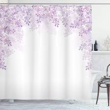 Buy top selling products like skl home soft nature peva shower curtain and wamsutta® vintage ruffle shower curtain. Amazon Com Ambesonne Flower Shower Curtain Framing Lilac Flowers In Blossom Vernal Season Soothing Color Shades Cloth Fabric Bathroom Decor Set With Hooks 70 Long Lavender White Home Kitchen