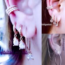 925k Gumus Roz Kaplama Sikistirma Kombin Kupeler 925k Silver Rose Gold Plated Earcuffs 925k Silverjewelry Isiltak Earrings Ear Cuff Drop Earrings