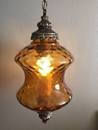 Vintage Amber Glass Swag Light Light Fixture Mid Century Etsy Swag Light Glass Light Fixture Hanging Light Fixtures