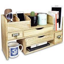 The desk organizer can store some office products flexibly. Adjustable Wooden Desktop Organizer Office Supplies Storage Shelf Rack On Sale Overstock 20234626