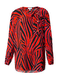 nishida red and black zebra print silk blouse