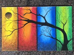 4 Seasons Drawing With Oil Pastels Nature Art Painting Sunset Canvas Painting Art