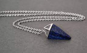 Blue Lapis Necklace Mens Necklaces Healing Crystal Necklace Triangle Necklace Pyramid Stainles Triangle Necklace Crystal Necklace Healing Crystal Necklace