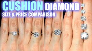 Cushion Cut Diamond Size Comparison On Hand Finger Engagement Ring Shaped 1 25 Carat 2 Ct 1 3 5 3