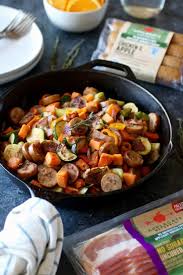 1 package of chicken apple sausage, sliced 1 red pepper cut into 1 inch pieces 1. Chicken Apple Sausage Sweet Potato Hash The Real Food Dietitians