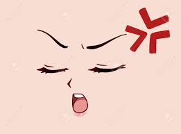 Angry Anime Style Face With Closed Eyes Little Nose And Kawaii Royalty Free Cliparts Vectors And Stock Illustration Image 149218640 Open mouth tongue lips of a young girl. angry anime style face with closed eyes little nose and kawaii