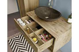 Pour une armoire munie de nombreuses étagères comme pour un meuble sous lavabo ou une. Meuble Simple Vasque Bois D Acacia Pour Simple Vasque A Poser Fuji Hellin