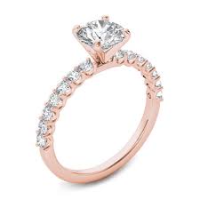 A petite diamond ring ideal for a wedding band or stacked with other ring styles. 1 Ct T W Diamond Engagement Ring In 14k Rose Gold Zales