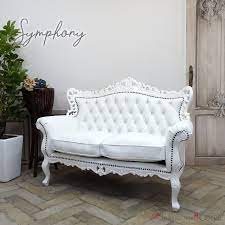 sofa 2人掛け ホワイト 白家具 クラシックデモダン オシャレ おしゃれ かわいい アンティークテイスト 楽天市場 シンフォニー 二人掛け ソファ アームソファ ホワイト 白家具 本革 レザー 1006 2 sh 18l5b クラシックデモダン楽天市場店 木製ソファ ロココ調家具