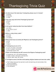 Test your christmas trivia knowledge in the areas of songs, movies and more. Free Printable Thanksgiving Trivia Quiz