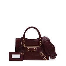 Widest selection of new season & sale only at lyst.com. Balenciaga Metallic Edge Mini City Bag For Women Burgundy In Uae Level Shoes