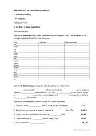 Word Formation The Suffix Less Word Formation Worksheet Template Suffix
