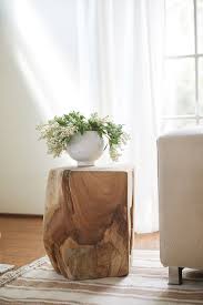 Kella End Table Natural Teak Rustic End Tables Living Room Side Table Teak Side Table