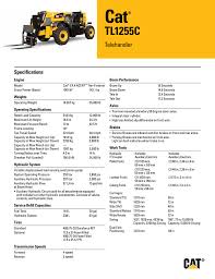 cat tl1255c telehandler specifications manualzz com