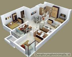 Mungkin itulah caranya untuk memiliki rumah besar. Desain Rumah Sederhana 1 Lantai 3 Kamar Tidur 3d Denah Rumah 3d Rumah Minimalis Desain Rumah