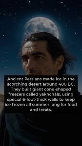 Long before modern refrigeration ancient Persians engineered ingenious ice  pits in the heart of the scorching desert. Around 400 BC massive  cone-shaped yakhchal reached heights of up to 60 feet and ...