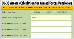 Dl 33 Arrear Calculator For Pre 2006 Defence Pensioners