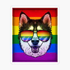 Gay Siberian Husky Dog Rainbow LGBT Pride Flag