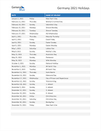 You can get more detailed information on each. Germany Holidays 2021 In Pdf Word And Excel