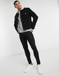 Asos Design Cord Western Jacket With Borg Lining In Black Asos
