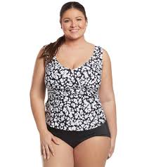 Anne Cole Plus Size Itsy Bitsy Ditsy Off The Shoulder Tankini Top