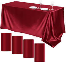TURSTIN 4 Packs Satin Tablecloth 102 x 58 Inch Overlay Satin Table Cover  Rectangle Bright Silk Tablecloth Smooth Fabric Table Decoration for Wedding  ...