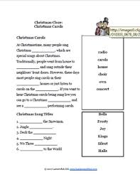Printable christian christmas activity sheets. Christmas Carol Cloze Worksheet