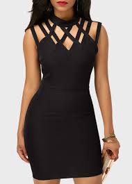 Us 31 05 Sleeveless High Neck Cutout Black Sheath Dress Shop Casual Dresses Black Dresses Online Women S Fashion Dresses