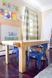 This chalkboard and calendar is perfect for craft room walls so you can make a plan while working and draw out ideas, too. Diy Kid S Craft Table Making Joy And Pretty Things