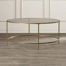 Antique brass and glass round coffee table. Round Brass Frame Glass Coffee Table