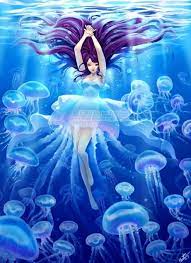 Anime female drawing boy, anime, black hair, manga png. Jellyfish Girl Signed Print Etsy In 2021 Jellyfish Art Mermaid Art Art