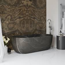 Receive a free stone resin material sample and bathtub template! Oval Bathtub Zurich Grey Ara Riluxa Freestanding Marble