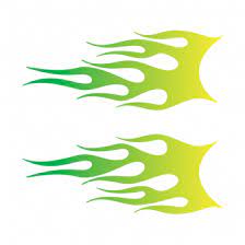 Pair Of Flames Yellow Green 02391 Green Sticker Fire Painting Print Vinyl Stickers