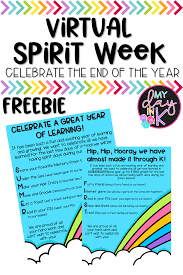 Virtual Spirit Week End Of Year Celebration In 2020 Spirit Week School Spirit Days Kindergarten Freebies
