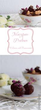 Marzipan Pralinen Mit Walnussen Und Rosenwasser Daily Dreamery Rezept Lebensmittel Essen Rosenwasser Pralinen
