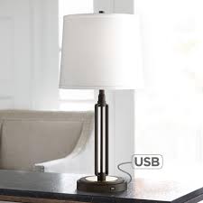 Table Lamps Franklin Iron Works Javier Bronze Table Lamp With Usb Port Bronze Table Lamp Industrial Table Lamp Table Lamp