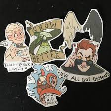 Good Omens Stickers Crowley Aziraphale Plants Kraken Wings Good Omens Book Crowley Best