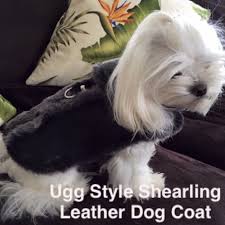 Ugg Style Shearling Dog Coat Genuine Black Leather Lambskin Winter Jacket