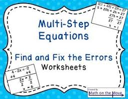 Multi Step Equations Find And Fix The Errors Worksheet Multi Step Equations Teaching Math Middle School Math Teacher