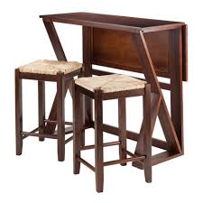 This burroughs counter height drop leaf dining table features a round leg table with 2 drop leaves, wine glass rack, and bottom shelf. 3pc Harrington Counter Height Drop Leaf Dining Table Set With Rush Seat Stool Wood Brown Winsome Target