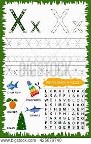 X creative pictures, cute pictures, maus illustration, calligraphy words, abc for kids. Educational Worksheet Vector Photo Free Trial Bigstock