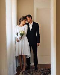 Simple Short Beach Bohemia Wedding Dresses Short Sleeve Mini Boho Wedding Dress In 2021 City Hall Wedding Dress Civil Wedding Courthouse Wedding Dress