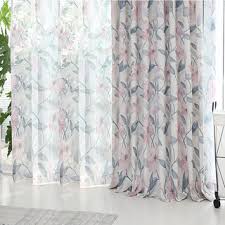 Pink, floral curtains & drapes : Spring Bloom Pink Floral And Foliage Print Sheer Voile Curtains Voila Voile