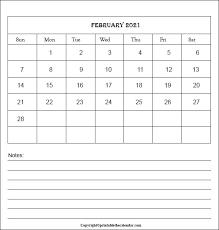 We are proud to offer simple, sleek calendars in the pdf format so that anyone can be prepared. February Calendar 2021 With Notes Free Printable Template Printable The Calendar