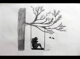 Black And White Pencil Drawings Of Nature How To Draw A Girl Gossiping With Nature Pencil Drawing Youtube Drawings Pencil Drawings Oil Pastel Drawings
