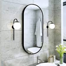 Center the mirror in between the vanity lighting and the sink. Nordic Bathroom Mirror Wall Hanging Long Oval Toilet Mirror Makeup Mirror Shopee Philippines