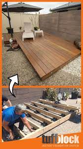 Floating Deck In Backyard Tuffblock In 2021 Building A Floating Deck Floating Deck Floating Deck Diy