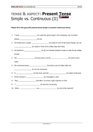 Present Tense Simple Vs Continuous Ii Basic Level Unterrichtsmaterial Im Fach Englisch In 2020 Unterrichtsmaterial Englischunterricht Klassen