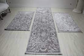 yatak odasi 3 lu yolluk seti merinos manhattan serisi 5126 95 grey mega hali yatak yatak odasi halilar